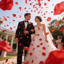 Red Artificial Rose Petals, Suitable For Wedding, Romantic Proposal Decoration, Flower Girl Table Decor, Party, Rose, Decorative Rose, Decorative Style, Party And Holiday Decoration, Valentine's Day Decoration, Valentine's Day And Mother's Day Decoration Gift - Red - View 2