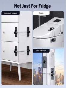 1/3 Set Multi-Function Refrigerator Lock With Key, Easy Installation, Suitable For Kitchen Refrigerator, Cabinet, Drawer, Wardrobe, Window And Refrigerator Lock Set, Home Security Lock - Multicolor - View 3