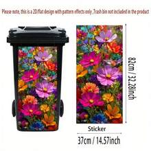 1pc Trash Can Sticker, Floral Wonderland Wall Decor Sticker, Suitable For Outdoor Creative Trash Can Sticker, 2D Flat - A - View 4