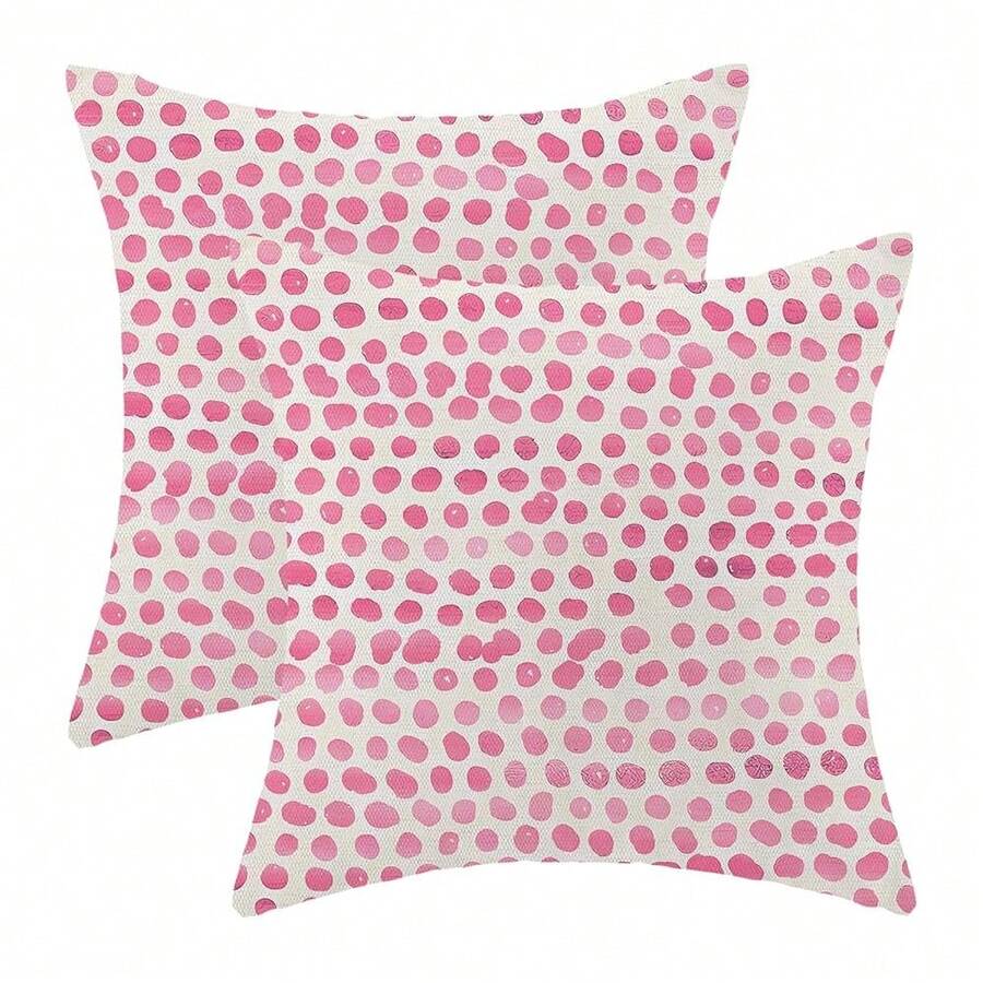 Preppy Pillow Covers 22x22 Inch Set Of 2 Pink Polka Dot Outdoor Decor Throw Pillows For Couch Modern Boho Design Watercolor Aesthetic Decorative Cushion Cases For Home Sofa Bed Decorations - 粉紅色圓點22吋x22吋(2包) - 查看 1
