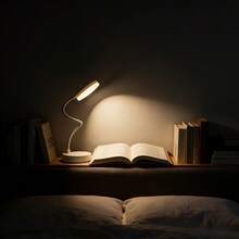 1 pieza Lámpara de escritorio LED pequeña blanca, brillo ajustable, 3 modos de luz de color - Adecuada para leer, estudiar o uso nocturno, alimentada por USB sin necesidad de batería, regalo de Navidad perfecto para oficina, estudio y lectura - Modelo enchufable - Ver 4