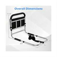 Bed Rails For Seniors, 5-Level Height Adjustable, Non-Slip Handle, Storage Pouch, Easy Assembly, Fits King/Queen/Twin - Black - View 3
