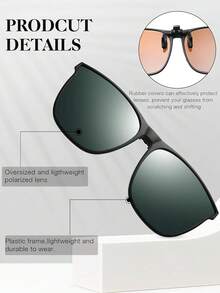 Frienda 3 Pares de Gafas de Sol Polarizadas con Clip de Gran Tamaño, Antideslumbrantes, Montura TR90, Gafas de Conducción Abatibles para Hombres y Mujeres - Negro Gris, Verde Oscuro, Amarillo - Ver 3