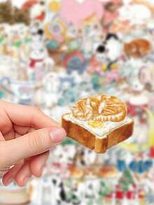 50 Stück süße Aquarell-Katzen-Aufkleber, PET-Material, geeignet für Scrapbooks, Laptops, Koffer, Gitarren, Wasserflaschen, Handyhüllen, DIY-Aufkleber, auch für Schulbedarf und die Schulanfang-Saison - 50 Stück - Übersicht 5