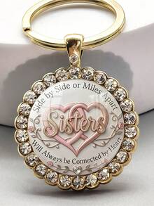 1PC Sister Love Letter Keychain, Unisex Fashion Accessory, Bag And Car Key Decoration, Suitable As Christmas, Thanksgiving And Easter Gift For Family And Friends - Gold - View 7