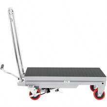Hydraulic Lift Table Cart, 500lbs Capacity 28.5" Lifting Height, Manual Single Scissor Lift Table With 4 Wheels And Non-Slip Pad, Hydraulic Scissor Cart For Material Handling, Gray-XY789103 - Default - View 7
