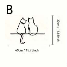 1pc Metal Cat Wall Decor, Iron Cat Wall Hanging, Cat Home Metal Wall Ornament, Iron Puppy Hanging Ornament, Minimalist Line Art, Wall Hanging Decor, Indoor And Outdoor Universal Decorative Hanging - One Size Fits All - View 4