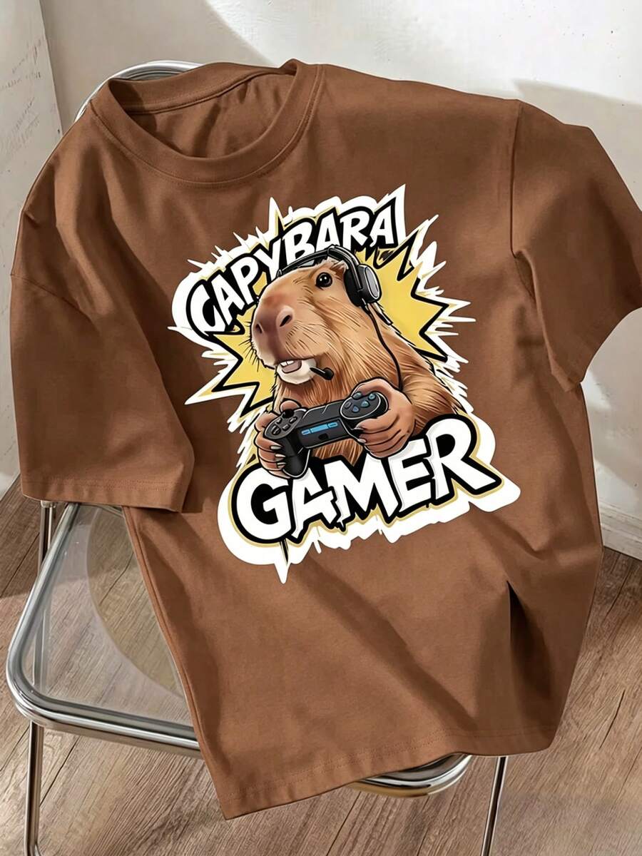 Ropa ligera de temporada calurosa con motivos bonitos apta para ir a lugares de ocio y diversión - Marrón - Ver 1