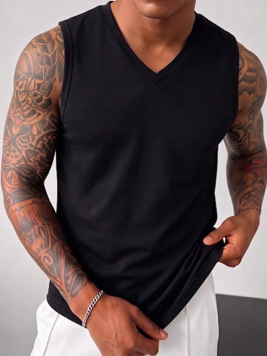 ZYNTH BALENO Chaleco sin mangas de cuello en V casual de verano para hombres, adecuado para gimnasio, deportes, ciclismo, correr