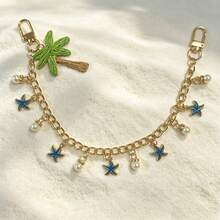 Starfish & Pearl Bag Chain Extender, Handmade Coconut Tree Pendant, Pearl Handle Extender Chain For Handbags & Purses - Multicolor - View 5