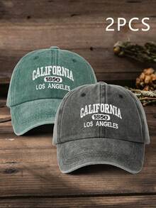 1pc/2pcs Embroidered CALIFORNIA 1685 LOS ANGELES Washed Baseball Cap, Outdoor Adjustable Sun Protection Casual Hat, Suitable For Spring/Autumn Travel, Beach Vacation, Y2K Style Youth Hat - Baseball Cap - View 15
