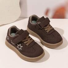 1 Pair Unisex Kids New German Trainer Shoes Spring/Autumn New Star Hook And Loop Casual Shoes Soft Sole Non-Slip Sports Shoes - Brown - View 4