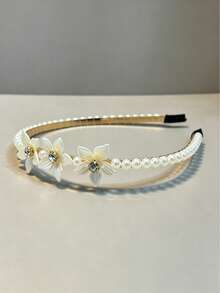 5pcs Elegant Pearl-Like Floral Thin Headbands Fashion Hair Accessories For Women, Suitable For Dating, Party And Daily Wear - Multicolor - View 8