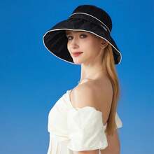 GeorgeX Sombreros de Sol para Mujeres UPF 50+ de Verano para Mujer Sombrero Anti-Sombrero de Playa para Mujer Sombrero de Verano con ala Ancha y Cordón Antitanque - Negro - Ver 6