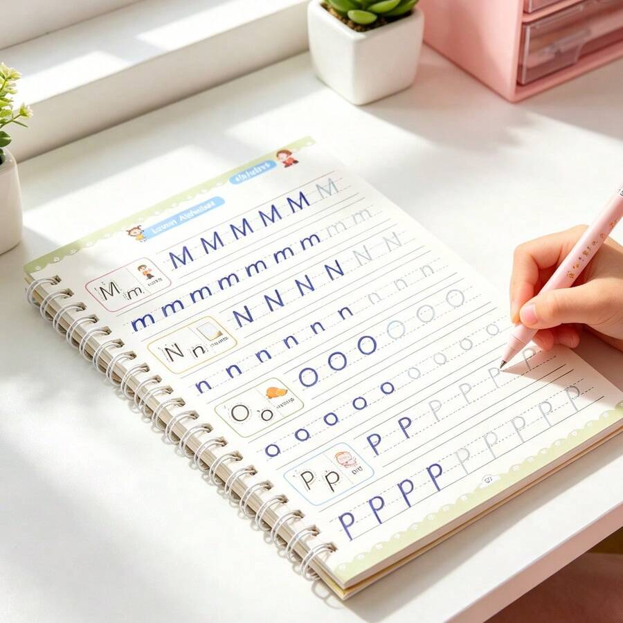 16頁英文溝槽練習本,學習英文字母、練習手寫與英文字體、描摹英文書法,適合開學用品、學校文具、學習必需品、學生獎勵及節日禮物 - 綠色 - 查看 1