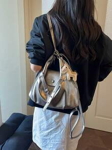 Multifunctional Tote Bag For Women, New Style With Pony Charm, Fashionable Versatile Premium Feel, Large Capacity Commuter Backpack, Shoulder Bag, Handbag 3-In-1 - Champagne - View 8
