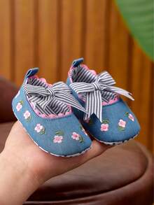 1 Pair Infant Girl Shoes, Soft And Comfortable, Casual Princess Style, Cute Fresh Fabric Shoes, Suitable For Spring, Summer, Autumn - Blue - View 8