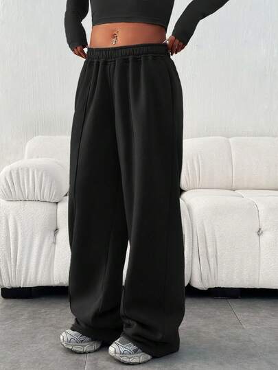 Pantalon de survêtement décontracté polyvalent de couleur unie pour femme, usage quotidien