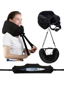 1/2pcs Travel Pillow Fillable With Clothes, Luggage Pillow Case, Soft Plush Filling, Multi-Functional U-Shaped Pillow, Can Be Used As Pillow, Travel Neck Pillow, Storage Bag, Travel Bag, Airplane Pillow, Multi-Functional Portable, Travel Pillow, Neck Support, U-Shaped, Travel Pillow, Travel Essentials. Suitable For: Airplane, Train, Car, Travel Business, Outdoor Camping, Nap. Comfortable Washable Head Pillow. - Multicolor - View 2