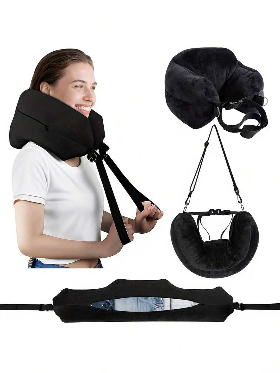 1/2pcs Travel Pillow Fillable With Clothes, Luggage Pillow Case, Soft Plush Filling, Multi-Functional U-Shaped Pillow, Can Be Used As Pillow, Travel Neck Pillow, Storage Bag, Travel Bag, Airplane Pillow, Multi-Functional Portable, Travel Pillow, Neck Support, U-Shaped, Travel Pillow, Travel Essentials. Suitable For: Airplane, Train, Car, Travel Business, Outdoor Camping, Nap. Comfortable Washable Head Pillow.