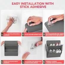 Yosoo Gear Organizador de Zapatos Colgantes, Rejilla de Almacenamiento de Tela Oxford de 2 Niveles con Ganchos Adhesivos para Accesorios para el Gabinete de Pared (Gris) - Negro - Ver 4