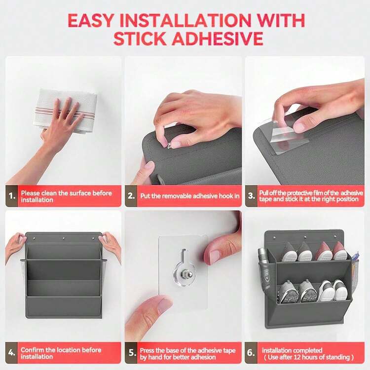 Yosoo Gear Organizador de Zapatos Colgantes, Rejilla de Almacenamiento de Tela Oxford de 2 Niveles con Ganchos Adhesivos para Accesorios para el Gabinete de Pared (Gris) - Negro - Añade 4