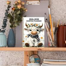 2026-2030 Calendar - 5-Year Calendar From January 2026 To December 2030, Cartoon Highland Cow Theme Cover Design, Annual Calendar Planner, Monthly Tabs, 60-Month Calendar, 5.5" X 8.3" School Supplies - Multicolor - View 5