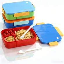 Adult Bento Lunch Box With Utensils, 3-Compartment Meal Box, Microwave , Easy To Clean, Suitable For Office Workers And Students - Multicolor - View 2