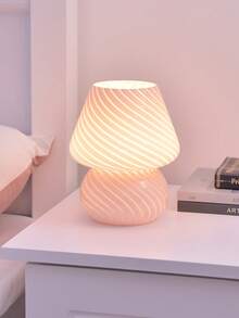 Amber Glass Mushroom USB Desk Lamp, Warm Glare-Free LED Bedside Atmosphere Light, Portable Bedroom Desk Home Decor Lamp - one-size - View 9