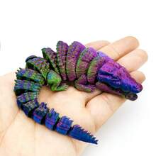 Figura de cocodrilo con degradado de tema zoológico, escultura de reptil totalmente flexible, juguete de alivio de estrés del tamaño de la palma, decoración multi-escena para escritorio, coche y estantería, regalo de cumpleaños de nicho para adultos y estudiantes, regalo de broma, regalo de Navidad (rayas de color aleatorio) - Multicolor - Ver 11