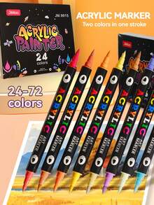 24-240 Colors Dual Tip Acrylic Marker Set, Durable And Fade-Resistant, Ideal For Artists Painting, Illustration, Craft Arts, Back To School Coloring Books And Other DIY Projects. Suitable For Paper, Fabric, Wood, Stone, Plastic, Glass, Ceramic, Pumpkin And Other Materials. Suitable For Students And Adults, Also An Ideal Gift For Thanksgiving, Halloween, Christmas. - Double-ended acrylic pen - View 9