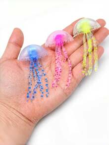 Glow-In-The-Dark Realistic Jellyfish With Colorful Tentacles Floating Fish Tank Decoration, Suitable For Freshwater And Saltwater Aquarium Fish Decor - A - View 5