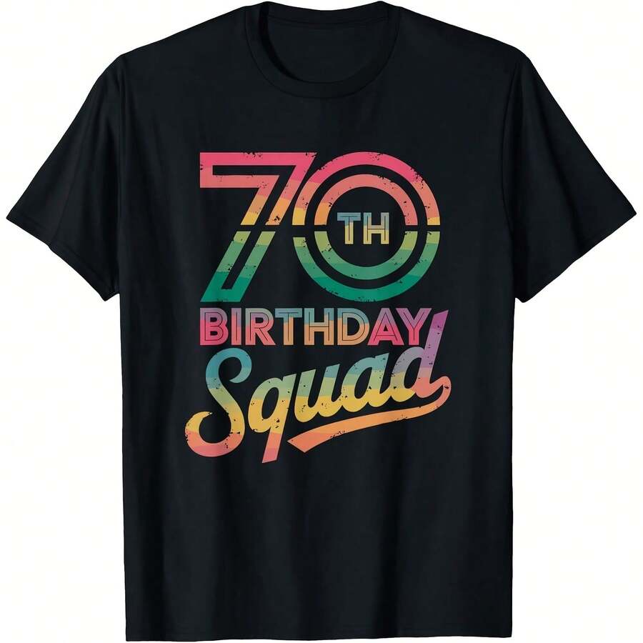 70th Birthday Squad, 70th Bday Crew T-Shirt - Black - View 1