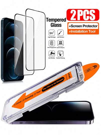 BOLLYMORE 2 Packs HD Screen Protector With Auto Alignment Kit, Compatible With 17 Pro Max/11 Phone Screen Protector, For 11 Pro/11 Pro Max/X/XR/XS/XS Max, 17 Pro Max/17 Pro/17 Air/17/15 Plus/15 Pro Max/15 Pro/15/14 Pro Max/14/14 Plus/14 Pro/13/13 Pro/13 Pro Max, 9H Tempered Glass Screen Protector, Anti-Scratch, Anti-Fingerprint, Case Friendly, Dynamic Island Compatible, Full Coverage