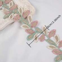 1/5碼彩色刺繡蕾絲，葉子與花朵造型，適用於衣物縫製、禮盒包裝、燈飾裝飾、手工DIY、晚禮服配件 - 多色D - 查看 9