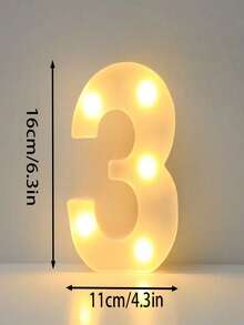 26 Letters LED Light-Up Numbers 0-9, Wedding Birthday Christmas Decoration Night Light, Party Bedroom Use, 16CM Height, Pink (Battery Not Included) - White - View 28