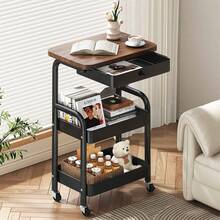 3-Tier Rolling Kitchen Cart, Storage Rack, Multi-Functional Metal Storage Shelf, Snack Rack, Portable Wheels, Suitable For Home Or Office Use, Office Storage And Organization Rolling Cart, Kitchen Cart - Multicolor - View 5