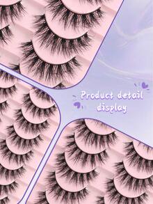 10 Pairs Explosive Messy Style False Eyelashes, 5D Layered Dimensionality, Natural Thick Cross-Over False Eyelashes - Black - View 5