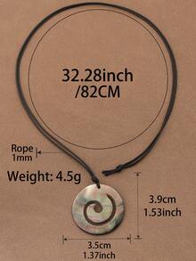 SUPBORA 1pc Fashionable Natural Shell Spiral Swirl Pendant On Wax Rope Necklace Suitable For Women Girls Jewelry Gift - Multicolor - View 5