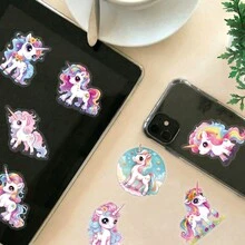 50/100入 霓虹獨角獸貼紙 發光防水乙烯基貼紙，適用水壺、滑板、手機殼、筆記本、DIY手工、派對裝飾，適合青少年與成人的美學貼紙，可用於手帳、剪貼簿，獨角獸愛好者禮物 - B-1 Set - 查看 4