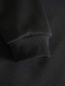 Sudadera con capucha de talla grande para hombre con gráfico de letras & figuras, bolsillo y cordón, para otoño. - Negro - Ver 4