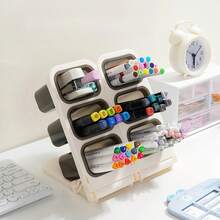 New Large Capacity Desktop Organizer, Detachable Slanted Pen Holder, Foldable Multifunctional Pencil Case, Suitable For Marker Storage, Home Desktop Pen Box, Office Desk Pen Rack, Multi-Layer Student Stationery Box, Cosmetic Brush Organizer - Multicolor - View 12