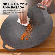 30cm Round Marble Stone Griddle, Large With Two Handles, For Outdoor Grilling, Cooking Meat, Tacos, Vegetables, Compatible With All Types Of Stoves - Black - View 2
