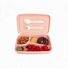 4pcs/Set Korean Style Student Compartment Plastic Lunch Box, Portable Outdoor Picnic Thermal Heating Microwave - Multicolor - View 16