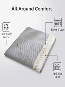 1pc Feather Embroidery Quilted Couch Cover, Sofa Couch Cover, Feather Embroidered Quilted Detail Sofa Towel,Backrest And Armrest Not Included - Grey - View 9