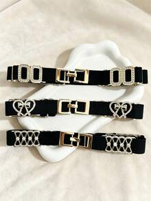 1 pièce Ceinture élastique fine avec strass, ceinture pour femmes, ceinture de luxe avec décoration de strass, ceinture élastique réglable, ceinture gaine de taille haut de gamme pour femmes, accessoire de taille polyvalent, peut être assorti avec des robes, des costumes et des jeans, conception de taille élastique, convient pour le port quotidien, les rassemblements, les fêtes et les occasions de mariage - Multicolore - Voir 1