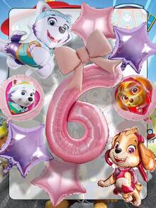 Paw Patrol 汪汪隊 9件/套 生日氣球 40英吋大字母主題派對裝飾，包含 Skye 卡通角色氣球、Skye 加厚乳膠漂浮氣球，適合派對使用 - 天天珠珠Plus - 查看 8