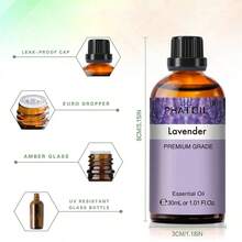 PHATOIL 1件 30ml/1.01fl.Oz 精油，適用於擴香機、加濕器、芳療按摩、沐浴放鬆，薰衣草、茉莉、尤加利、香草、薄荷、檀香、乳香、甜橙、依蘭、檸檬、玫瑰、佛手柑 - 彩色 - 查看 10