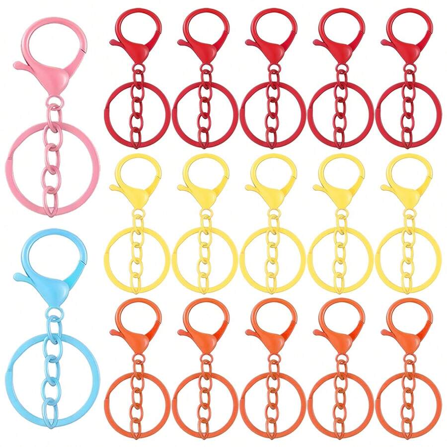 12pcs Lobster Clasp With Chain, Suitable For Keychain Hooks And Accessories, Ideal For DIY Handmade Crafts, Bag Charms, Wallet Clasps, Plush Toys, Crochet And Jewelry Making - Chain Lobster Buckle - View 1