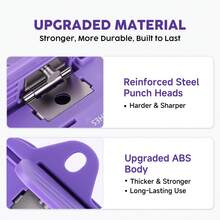 Eagle 3 Hole Punch, Portable Ring Binder 3 Hole Punch, Paper Puncher With Integrated Ruler, 10 Sheets Capacity, For Ring Binders, Office Supplies, Purple/Black/Pink/White - Three-hole Punch - View 5